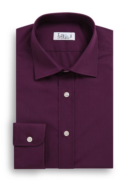 chemise sur mesure casual m26 en popeline couleur prune